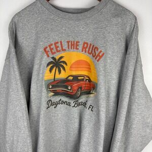 Feel The Rush Daytona Beach Graphic Crewneck Sweatshirt L Oversized‎